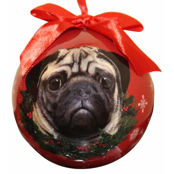 Pug Watercolor Dog Ornaments Two Sided Gloss Metal Ornament Pug Personalized Christmas Ornament