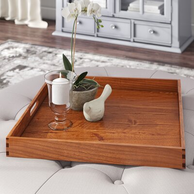 Glantz Square Black Walnut Solid Wood Serving Tray Ottoman Tray