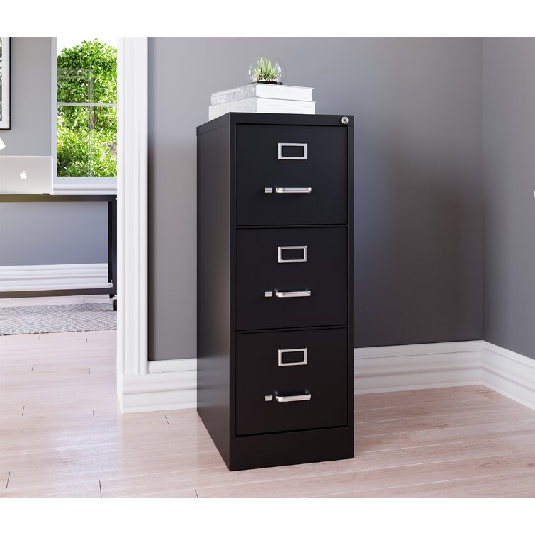 Charcoal Metal Filling Vertical Cabinets A4/Letter Size for Home Office Fully Assembled 3 Drawer File Cabinet with Lock