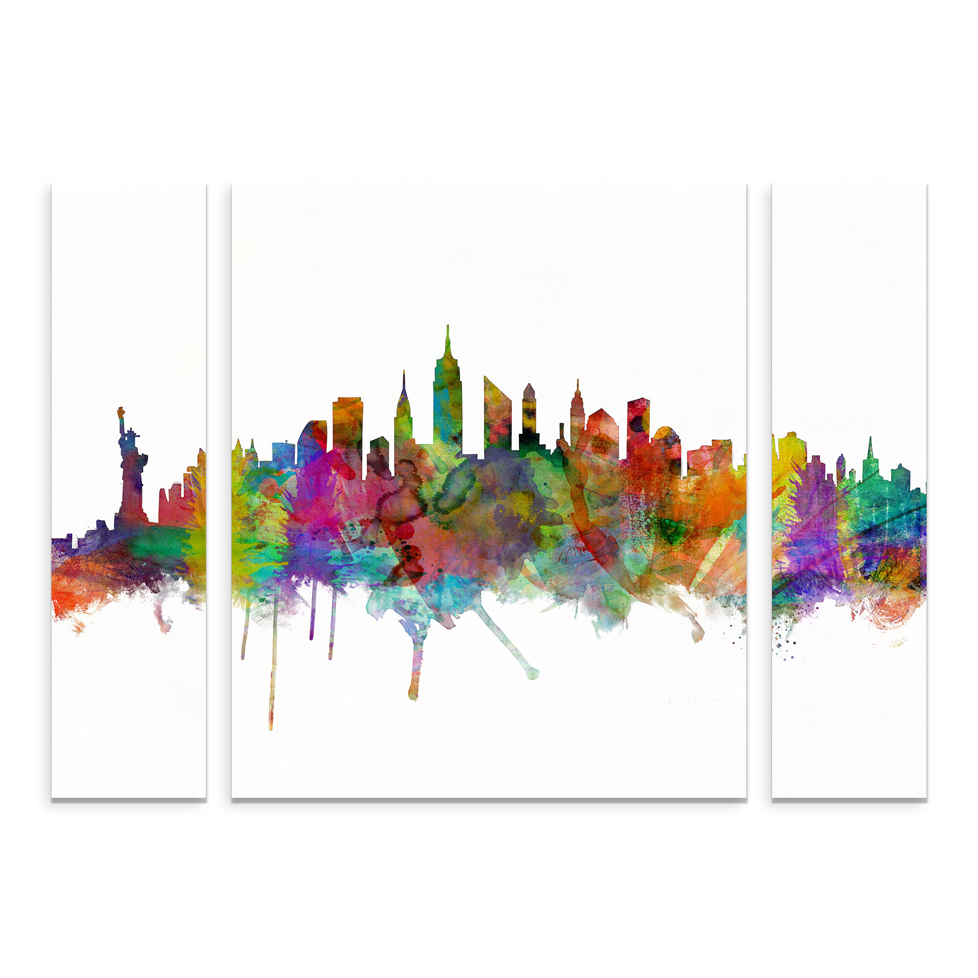 Wrought Studio New York City Skyline Acrylic Painting Print Multi Piece Image On Wrapped Canvas Wayfair