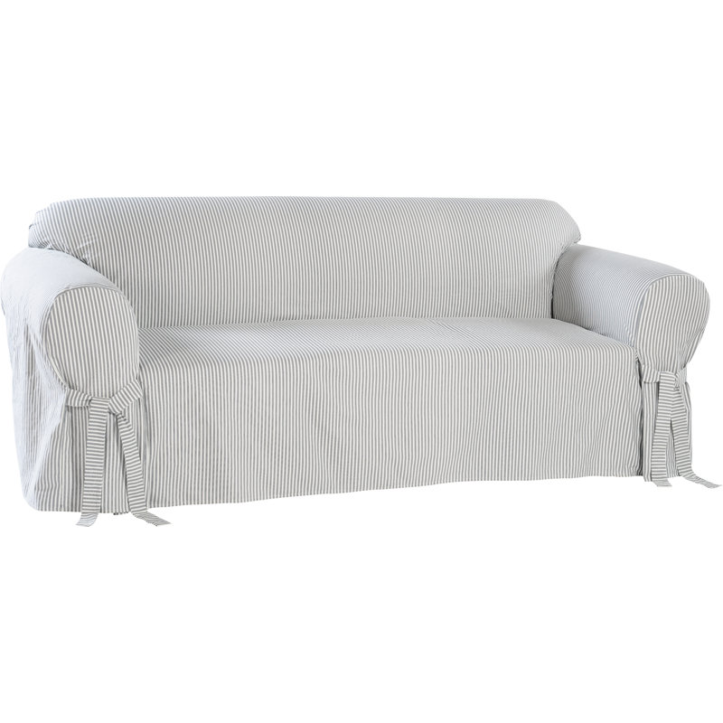 Stripe Box Cushion Loveseat Slipcover