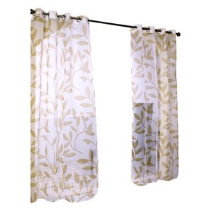 Edgerton Leaf Nature/Floral Sheer Outdoor Grommet Single Curtain Panel