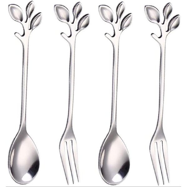 Kitchen Stainless Steel Spoon Fork Dessert Drink Coffee Stirring Spoon Tableware 