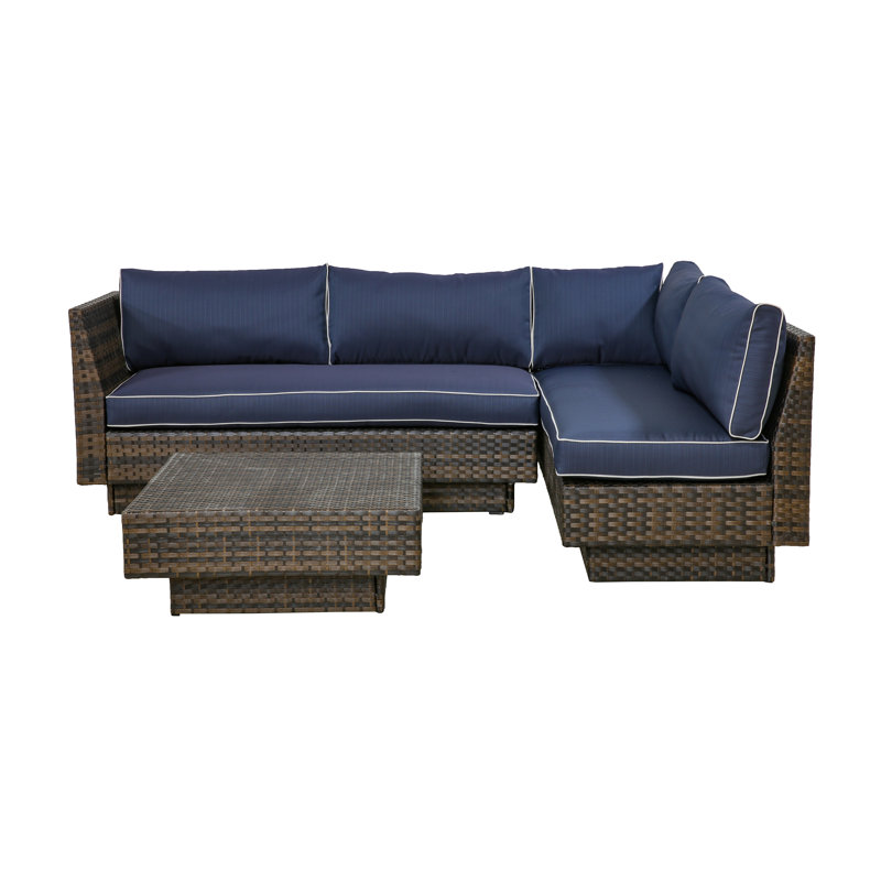 Mulford Outdoor 3 Piece Rattan Sectional Seating Group ...