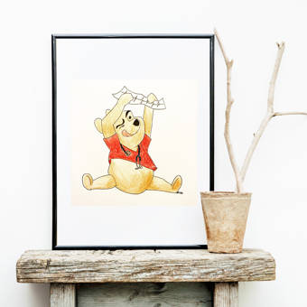 Artsugar Pooh Bear Framed Acrylic Painting Print On Wood Wayfair