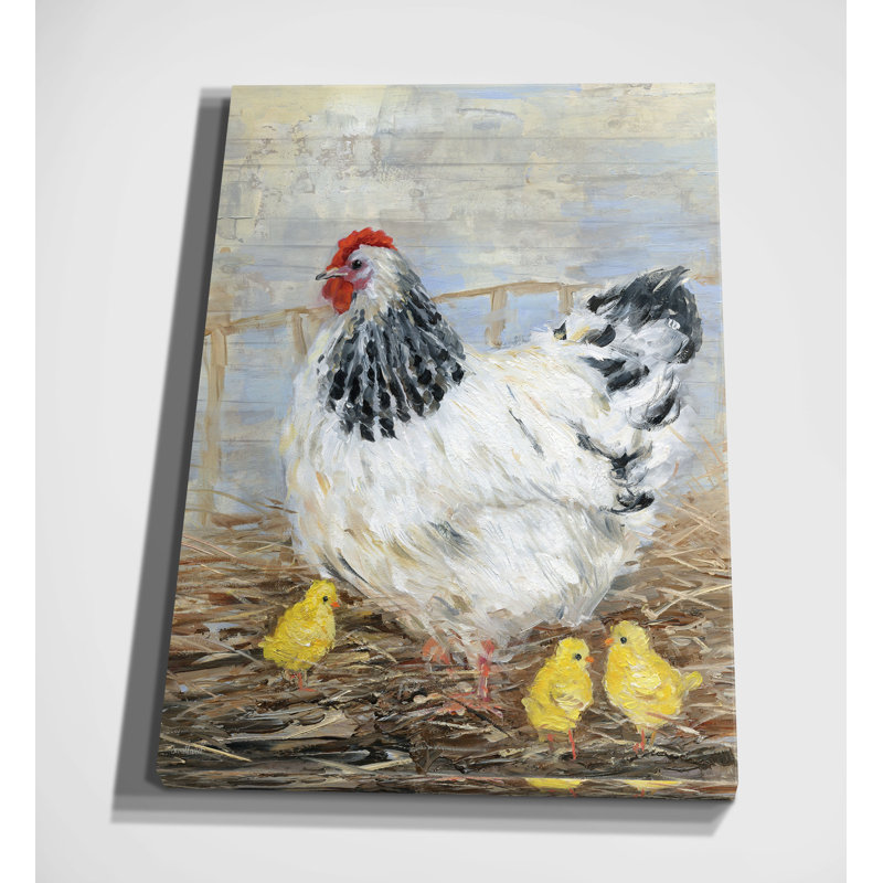 August Grove Farmhouse Chicken By Sally Swatland Painting Print On Wrapped Canvas Reviews Wayfair