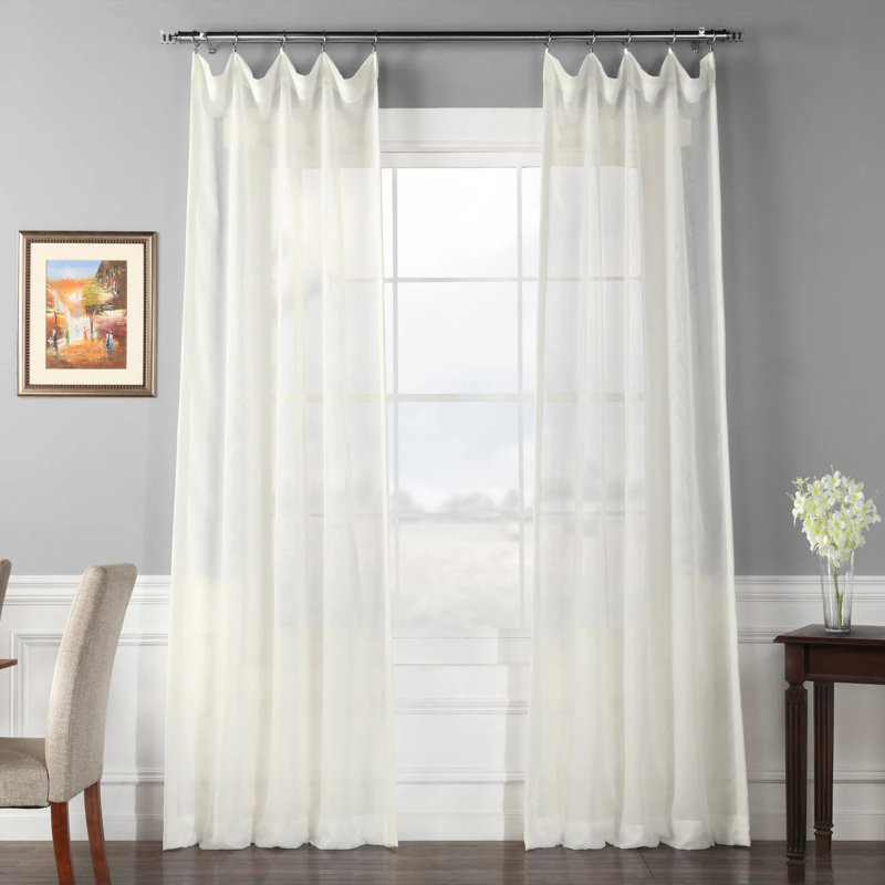 Apollo Extra Wide Voile Sheer Curtains for Bedroom Double Layered Curtains for Large Window Single Panel Size per Panel: 100" W x 120" L, Curtain Color: Off-White