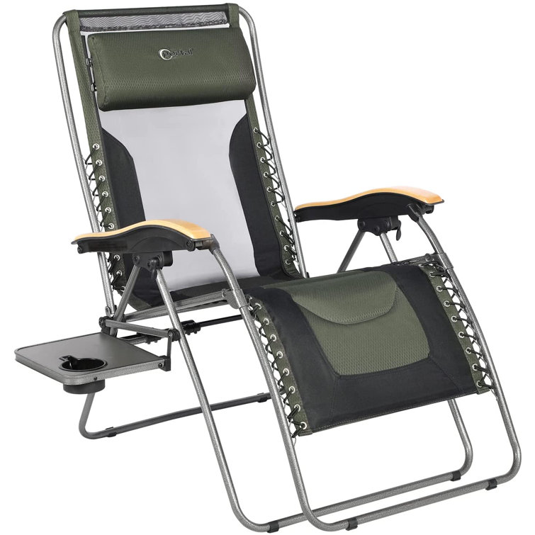 Oversize XL Zero Gravity Recliner Padded Patio Lounger Chair Adjustable Headrest 