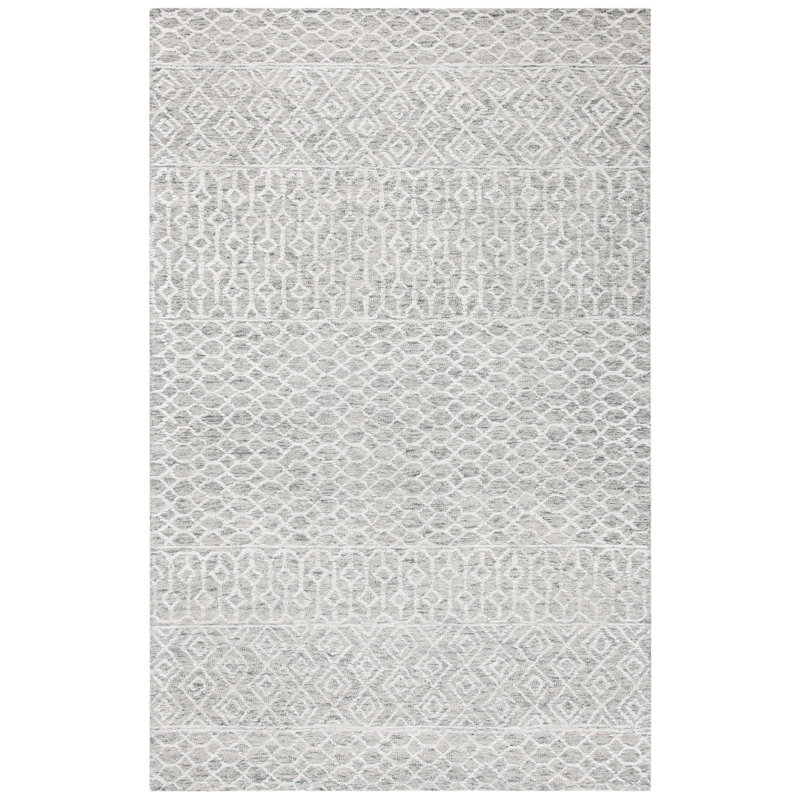 Union Rustic Percy Geometric Handmade Tufted Wool Cotton Gray Area Rug Wayfair