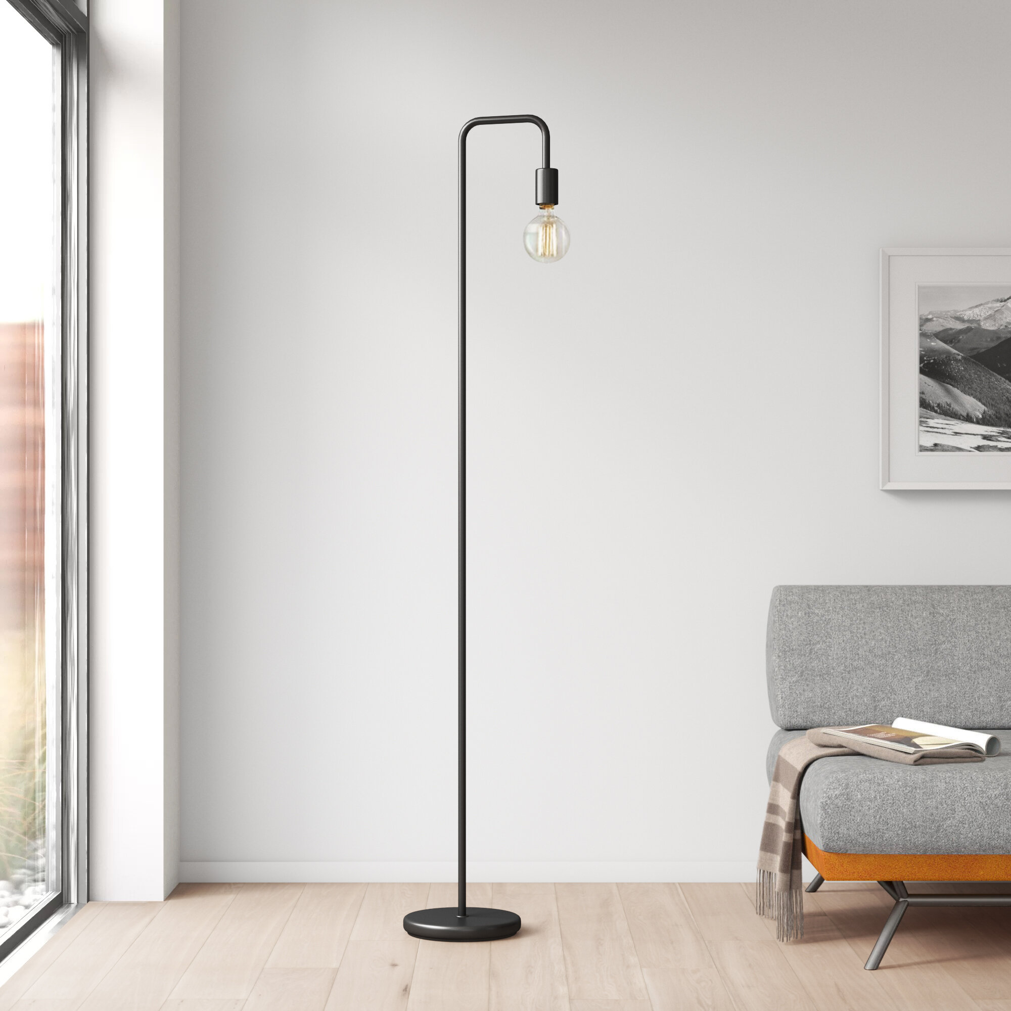 1 Piece Industrial Style Arc Floor Lamp Decoration Metal Bedroom Single Arm 