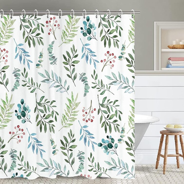 Waterproof Fabric Watercolor Garden Butterfly Shower Curtain Liner Bathroom Mat 