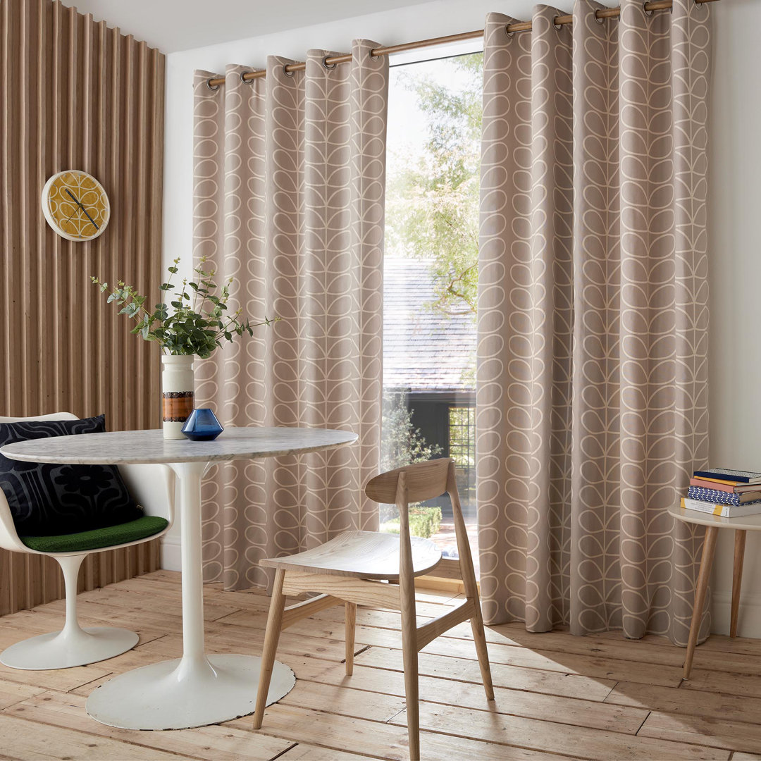 Orla Kiely - Linear Stem Curtains - Latte - 117x137cm