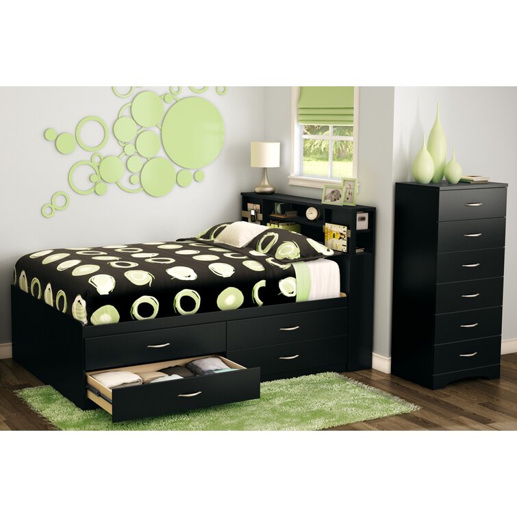 Full Captains Bed South Shore Furniture Step One Collection Pure Black