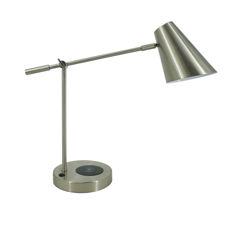 Orren Ellis Sioned 14 Brushed Steel Desk Lamp With Usb Wayfair