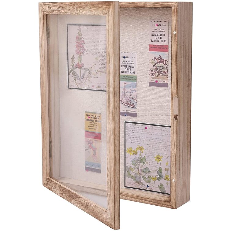 Shadow Box Picture Frame Wood Display Case with Linen Back for Memor