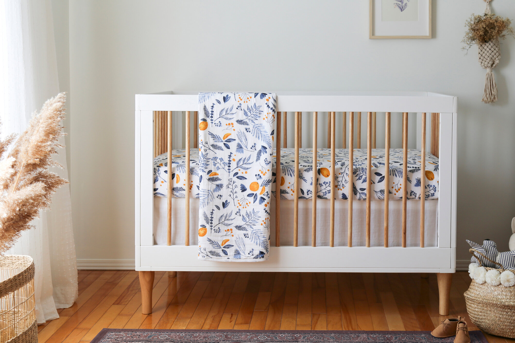 BabyPrem Baby Bedding 27 X 16 " 2 Fitted Bassinet Crib Sheets Shawl Blanket Set 