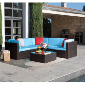 Bayou Breeze Avoca 6 Piece Rattan Sectional Seating Group With Cushions Reviews Wayfair