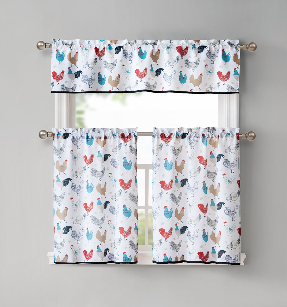 August Grove Zakpo Rooster 3 Piece Kitchen Curtain Set Reviews