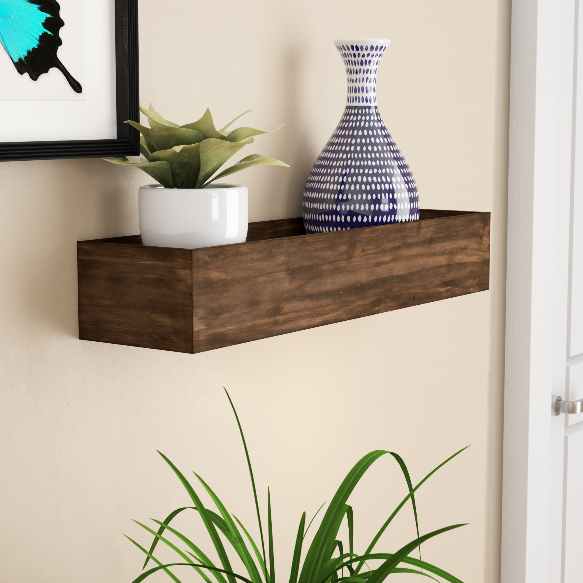 Natural pine shelf CROWN MOLDING WOOD WALL SHELF 18/" Shelf