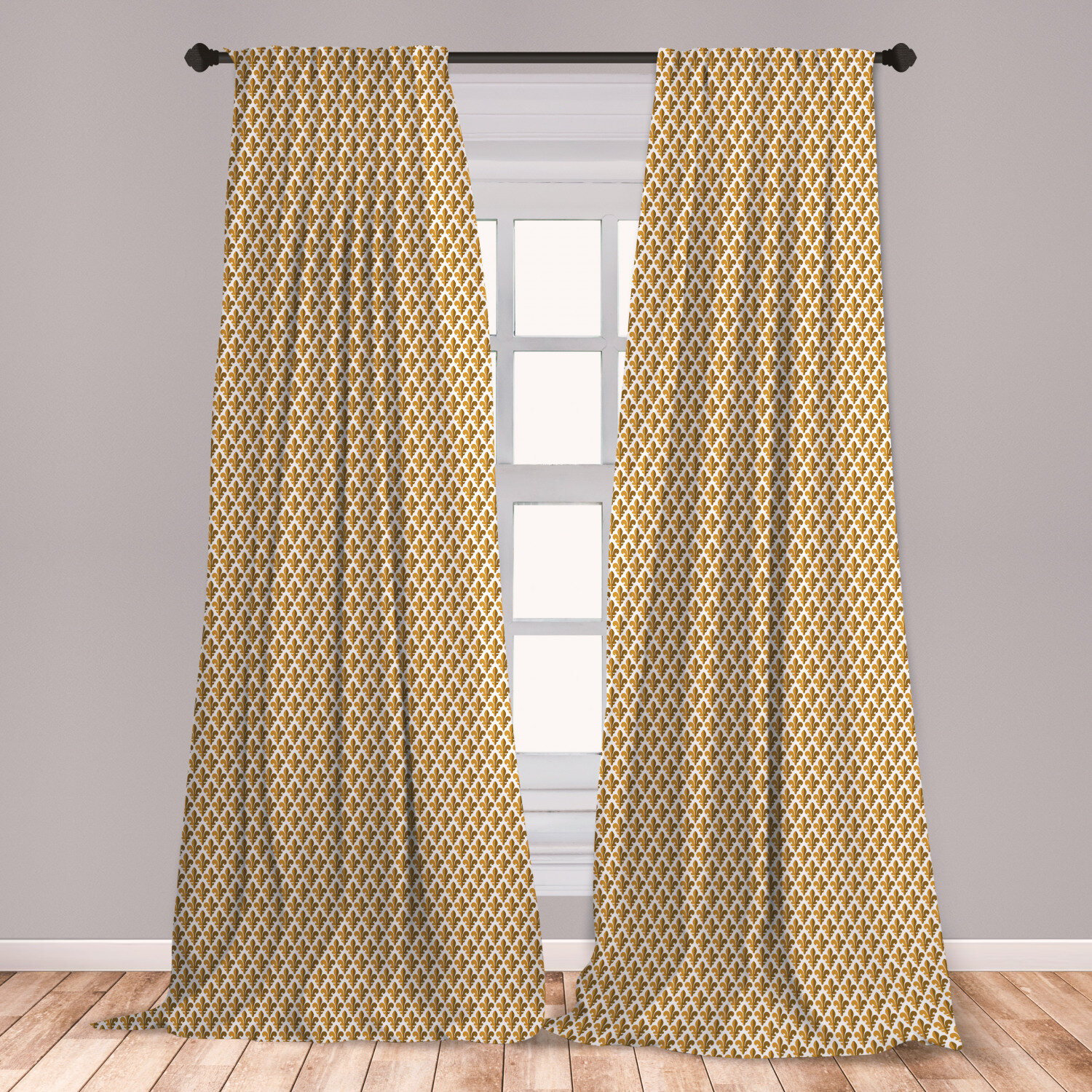 East Urban Home Fleur De Lis Room Darkening Rod Pocket Curtain Panels Wayfair