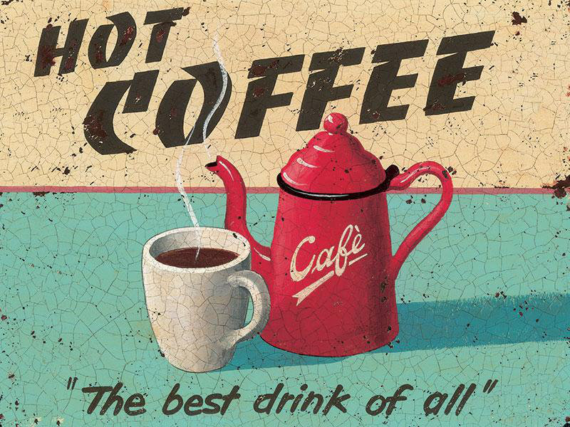 'Hot Coffee' Vintage Advertisement on Metal