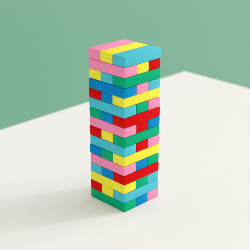 colored jenga blocks