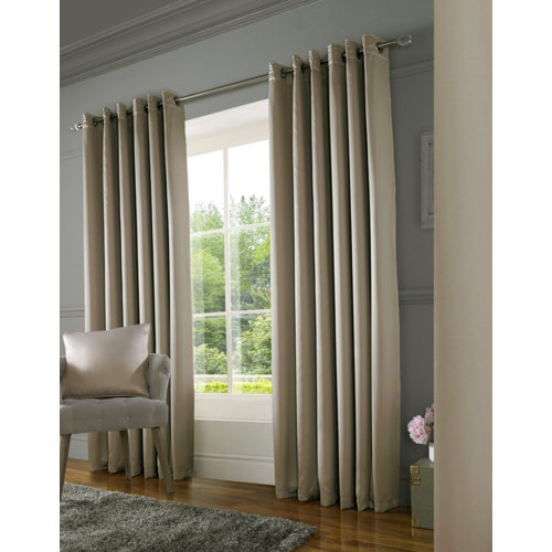 York Eyelet Room Darkening Thermal Curtains Rosdorf Park Colour: Mink, Panel Size: 167 W x 137 D cm