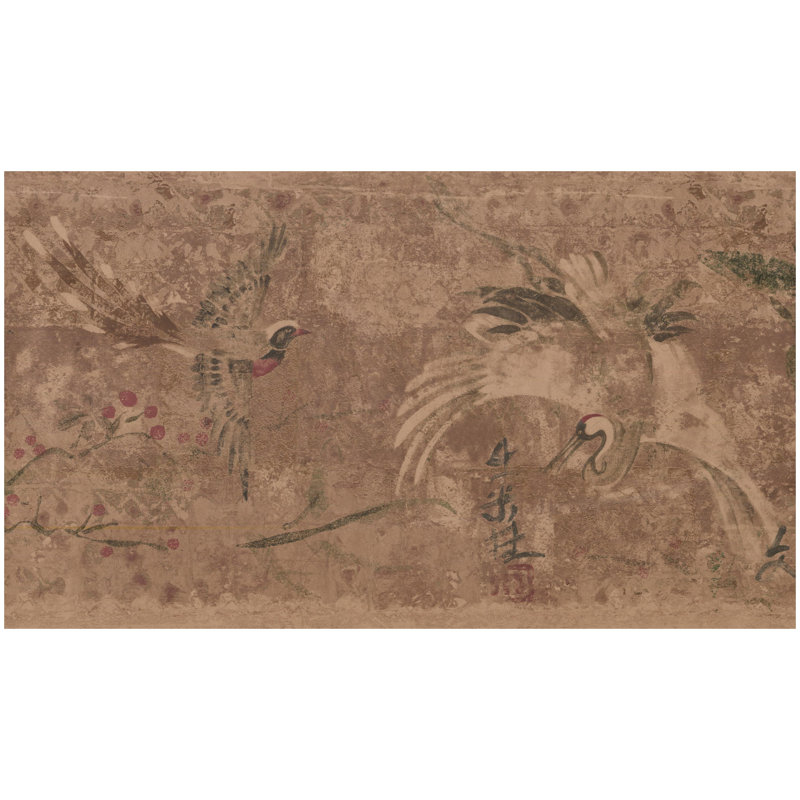York Wallcoverings Cherry Birds Japanese 15 L X 9 W Distressed
