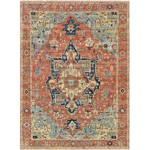 Serapi Hand Knotted Wool Rust Area Rug