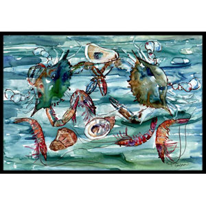 Crabs, Shrimp and Oysters in Water Doormat