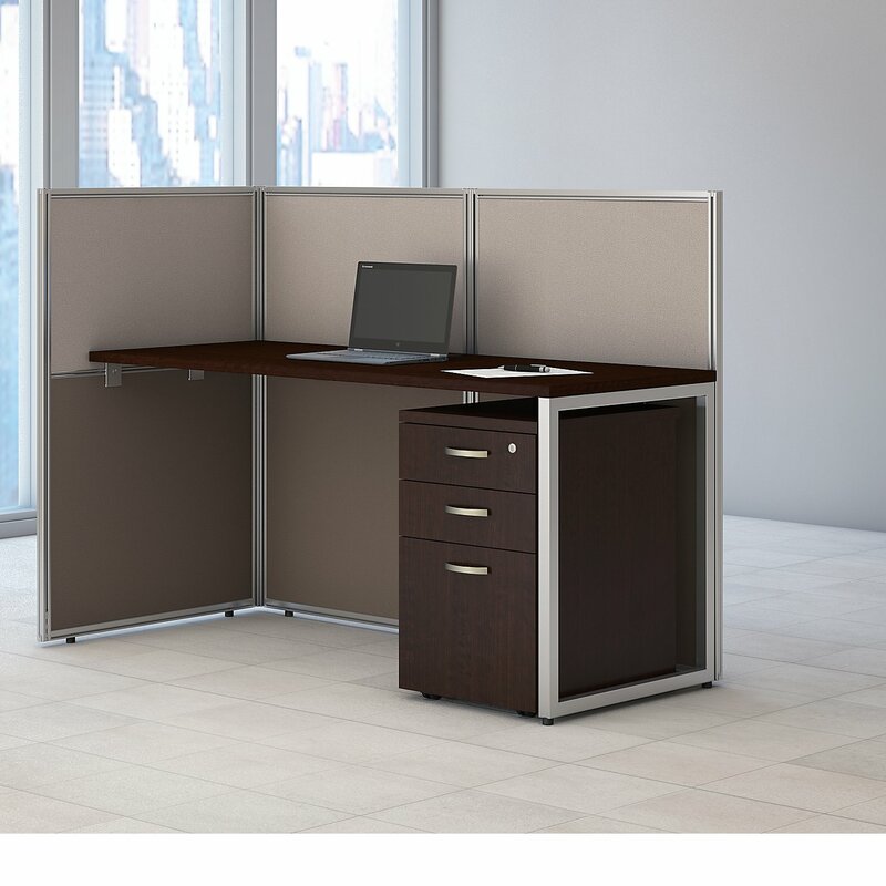 Bush Business Furniture Easy Office Straight Desk with 3 Drawer Mobile ...