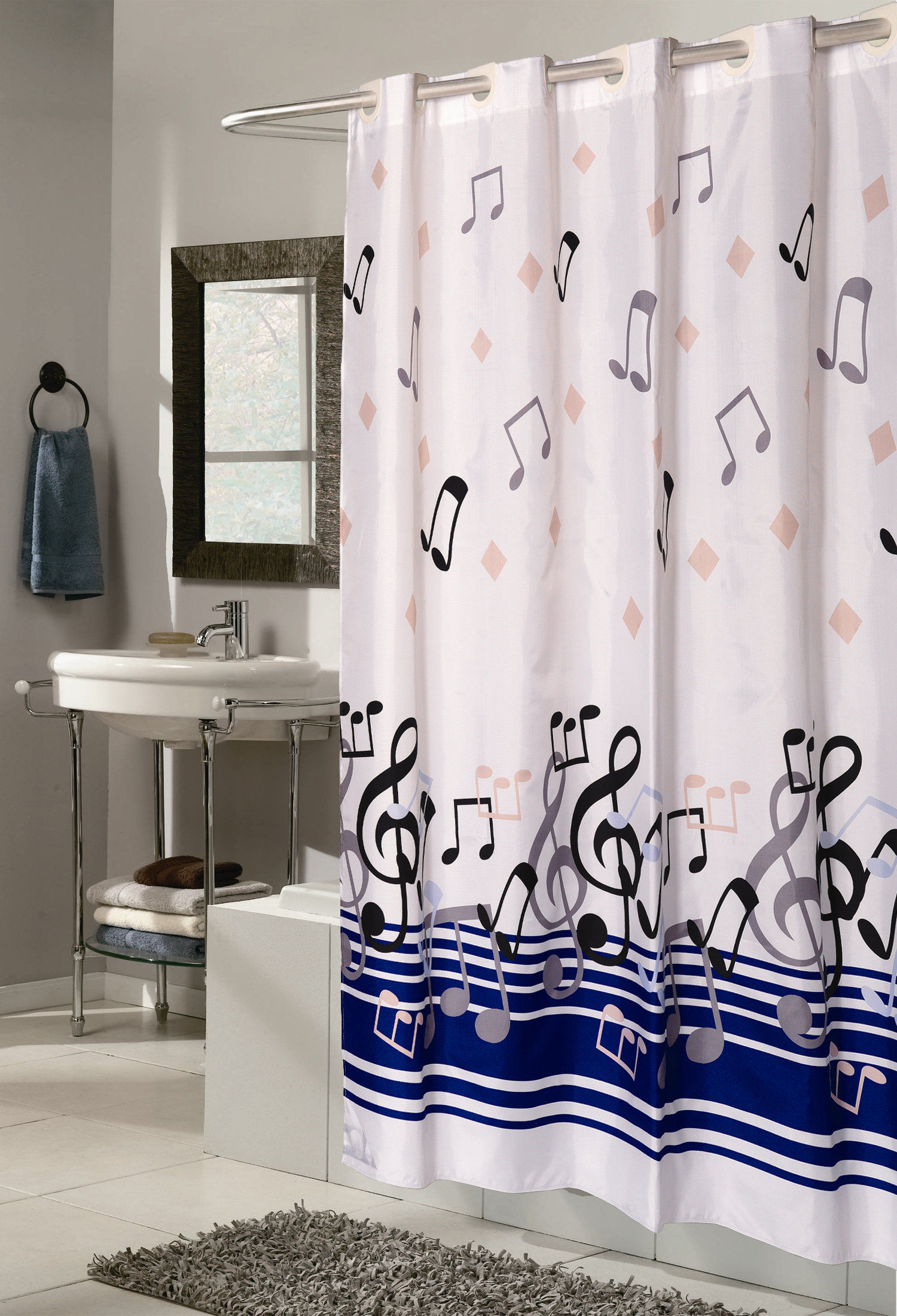 Delane Music Note Single Shower Curtain Delane Music Note Single Shower Curtain