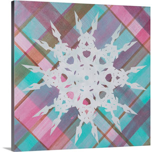 Christmas Art Plaid Snowflake Wonderland VII by Inner Circle Graphic Art on Wrapped Canvas