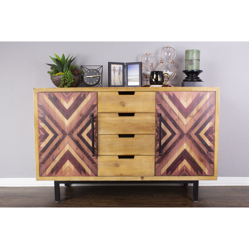 Millwood Pines Beckmann 4 Drawer 2 Door Wooden Sideboard Wayfair