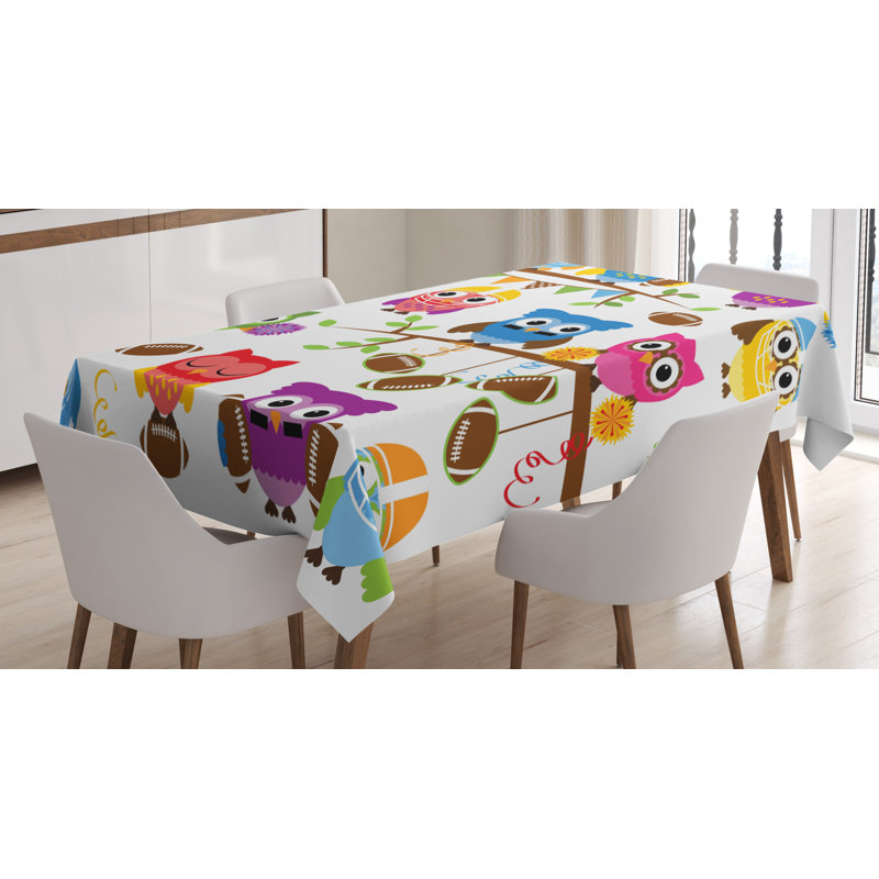 East Urban Home Ambesonne Owls Tablecloth Sporty Owls Cheerleader