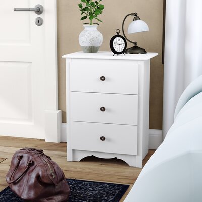 Andover Mills Hayman Tall 3 Drawer Nightstand Color White Laminate