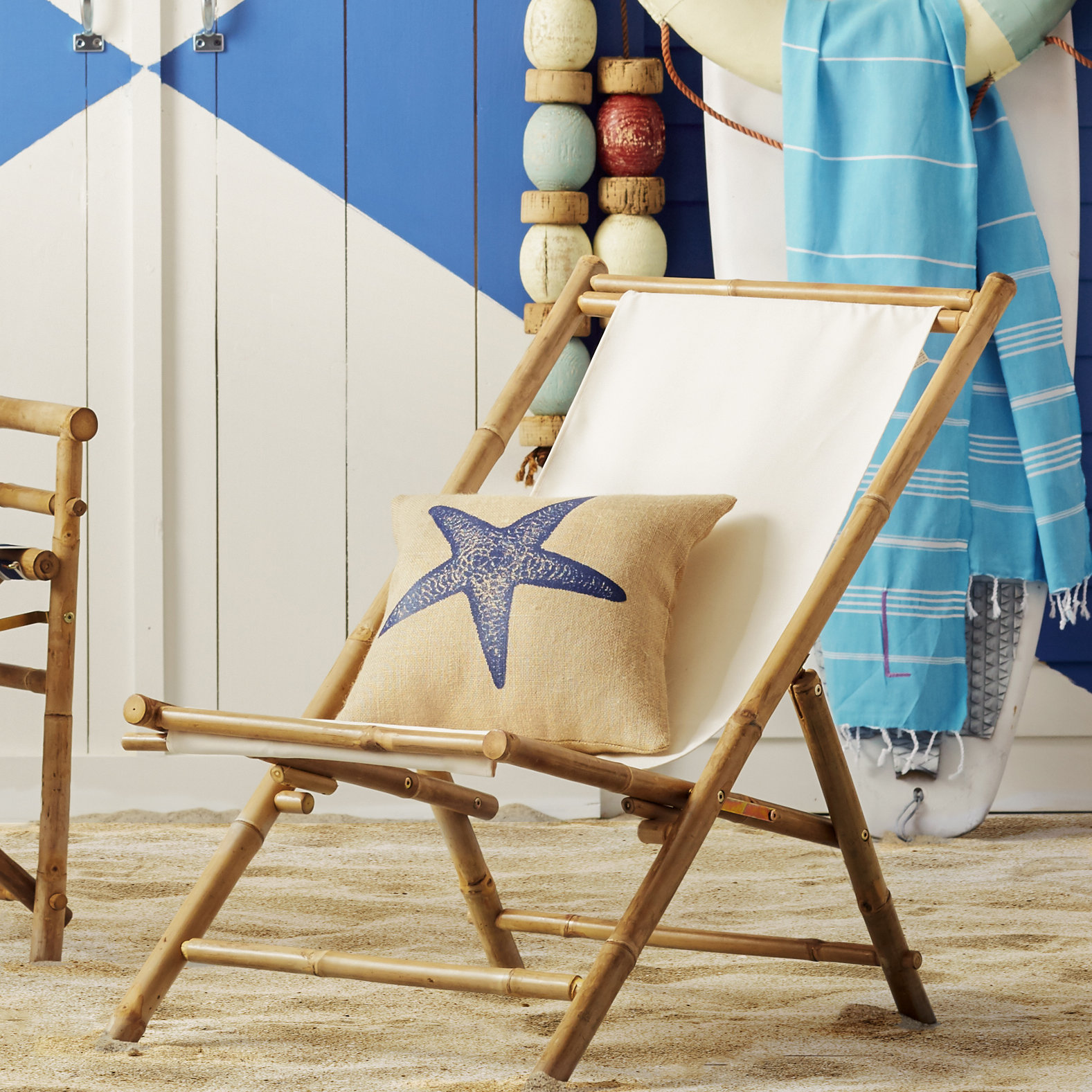 wooden sling beach chairs