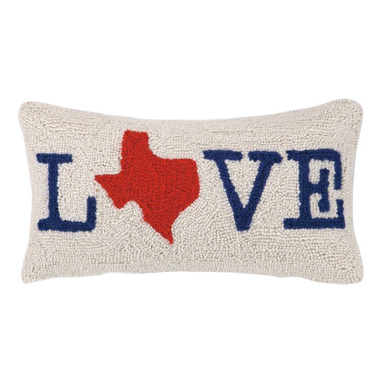 Peking Handicraft Texas Love Hook Pillow Blue/Red 