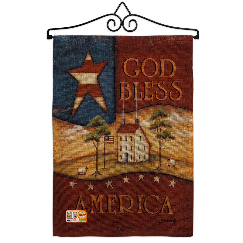 Breeze Decor God Bless America American Patriotic 2 Sided Burlap 19 X 13 In Garden Flag Wayfair