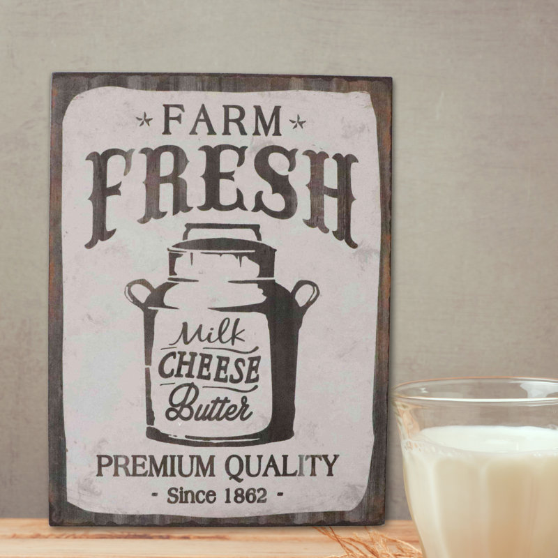 Gracie Oaks Farm Fresh Milk Cheese Butter Tin Wall Decor Reviews Wayfair