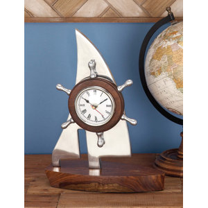 Aluminum Wood Boat Table Clock