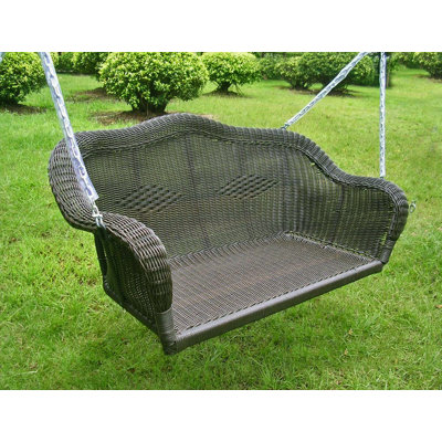 Bay Isle Home Soucy Wicker Porch Swing Color Antique Black Bay Isle Home Soucy Wicker Porch Swing