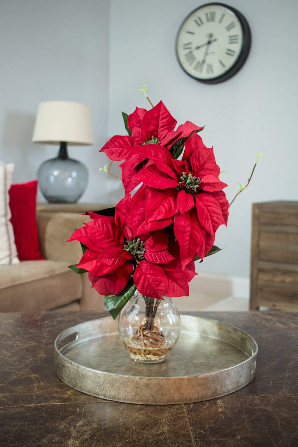 Charlton Home Poinsettia Flower Arrangement In Vase Reviews Wayfair