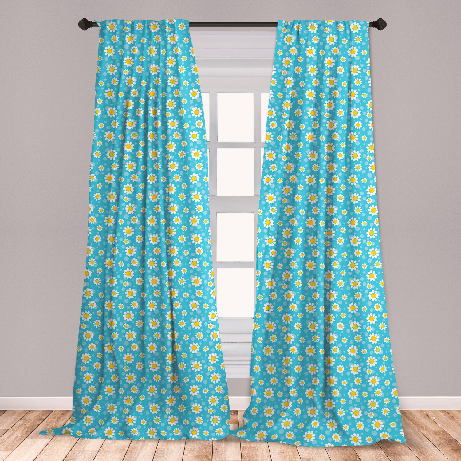 East Urban Home Ambesonne Yellow And Blue Curtains