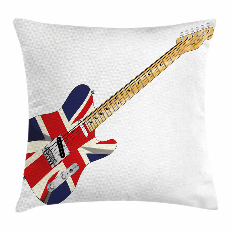 Ambesonne Union Jack Electric Guitar Flag Square Pillow Cover