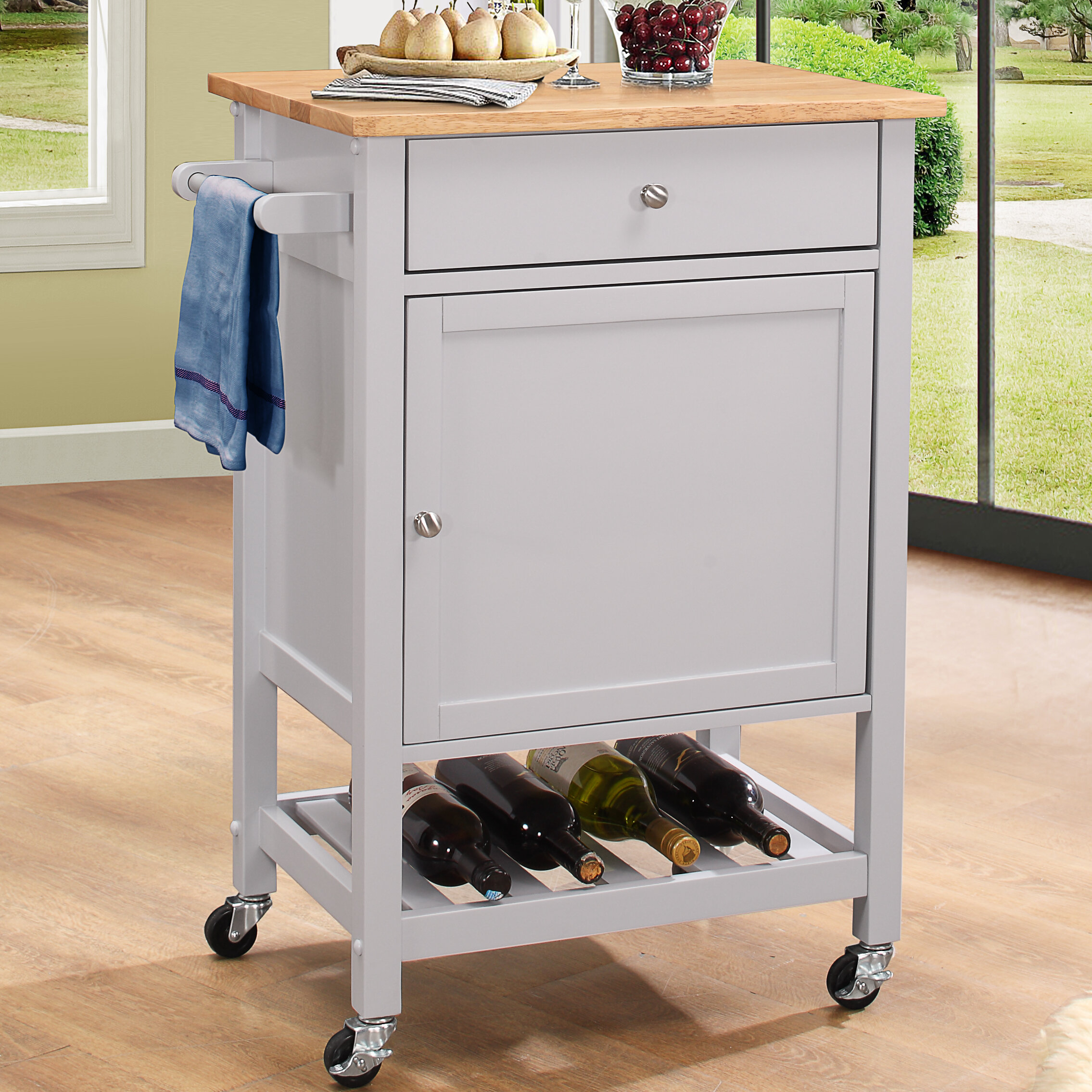 Red Barrel Studio Chelmsford Kitchen Cart With Wood Top Wayfair