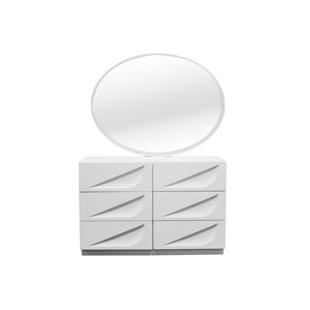 Madrid 6 Drawer Double Dresser with Mirror by BestMasterFurniture