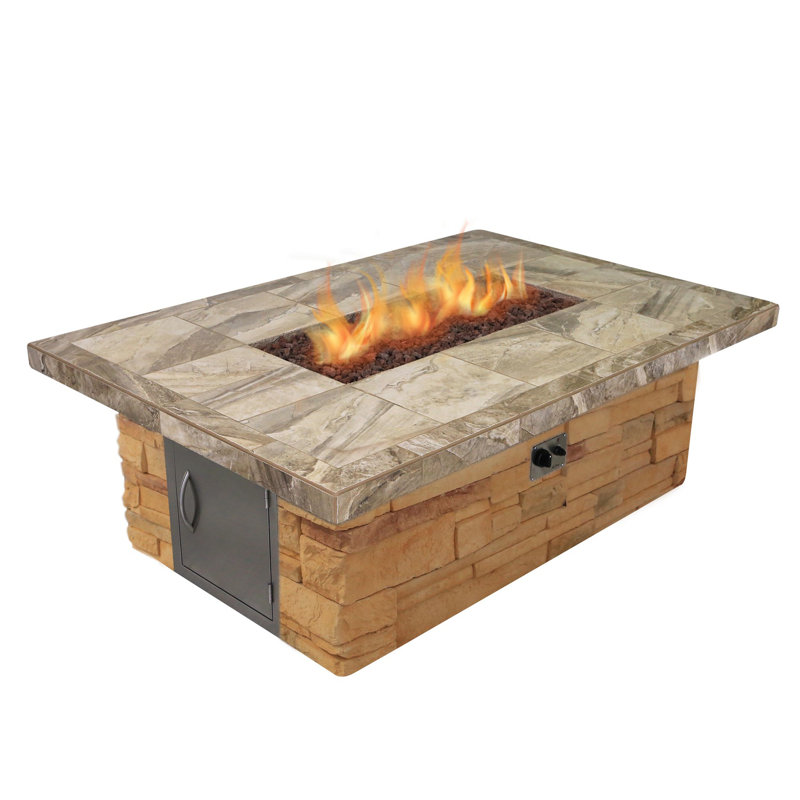 Cal Flame Cultured Stone And Tile Rectangle Steel Propane Fire Pit