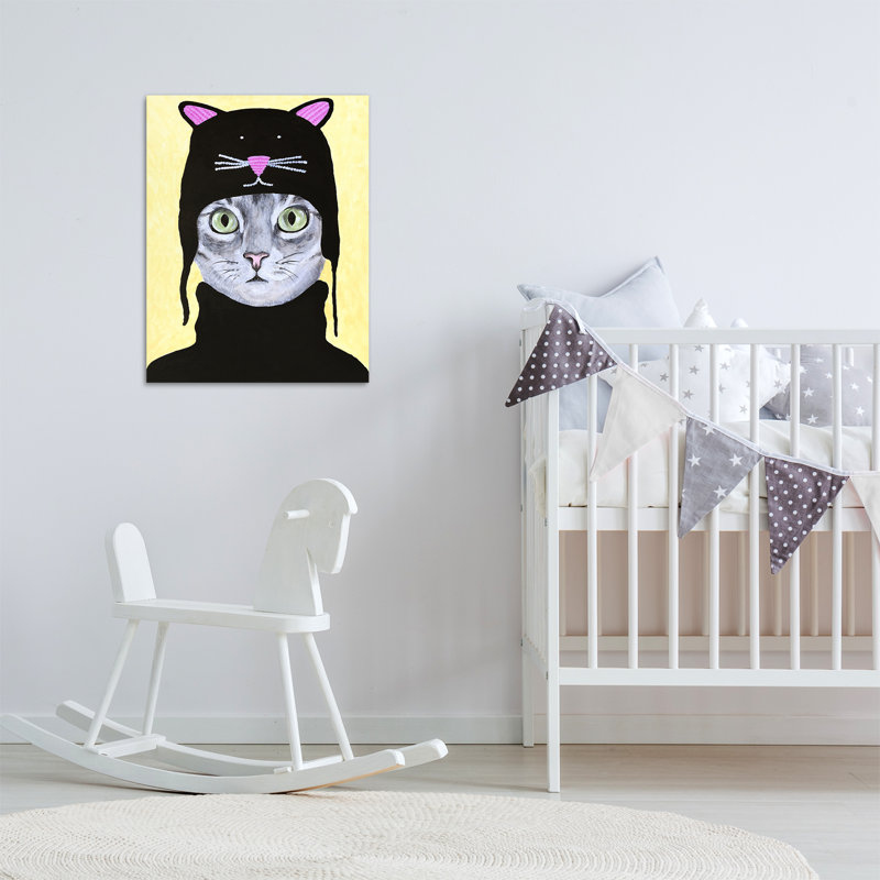 East Urban Home Cat With Cat Hat Kids Wall Decor Wayfair