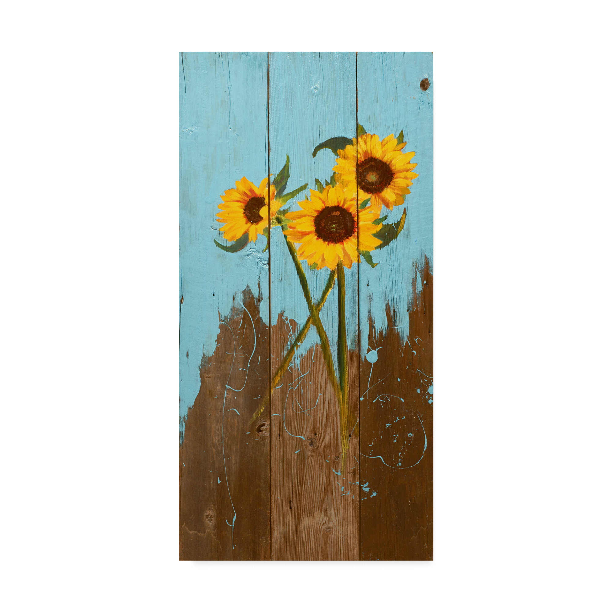 East Urban Home Sunflowers On Wood I Acrylic Painting Print On